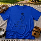 a person walking a dog beneath the words “Pet Parent”. On a Royal T-shirt.