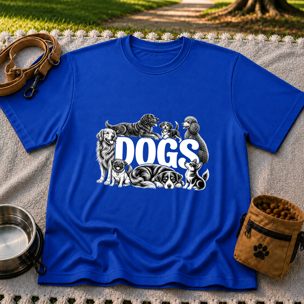 Dogs Are My Kind of People design on a Royal T-shirt.