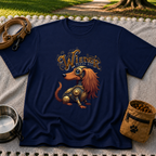 Wiener Takes All Steampunk Dachshund design on a Navy T-shirt.
