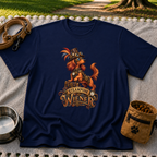 Steampunk Wiener Dog design on a Navy T-shirt.