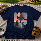 Magical Landscape Pet Lover artwork on a Navy T-shirt.