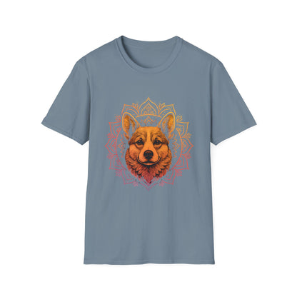 Corgi Mandala T-Shirt, Unisex Graphic Tee for Animal Lovers, Corgi Shirt for Birthdays, Casual Wear, Dog Lover Gift