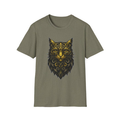 Elegant Cat Design Unisex Softstyle T-Shirt, Gift for Cat Lovers, Casual Wear, Unique Fashion, Animal Themed Apparel