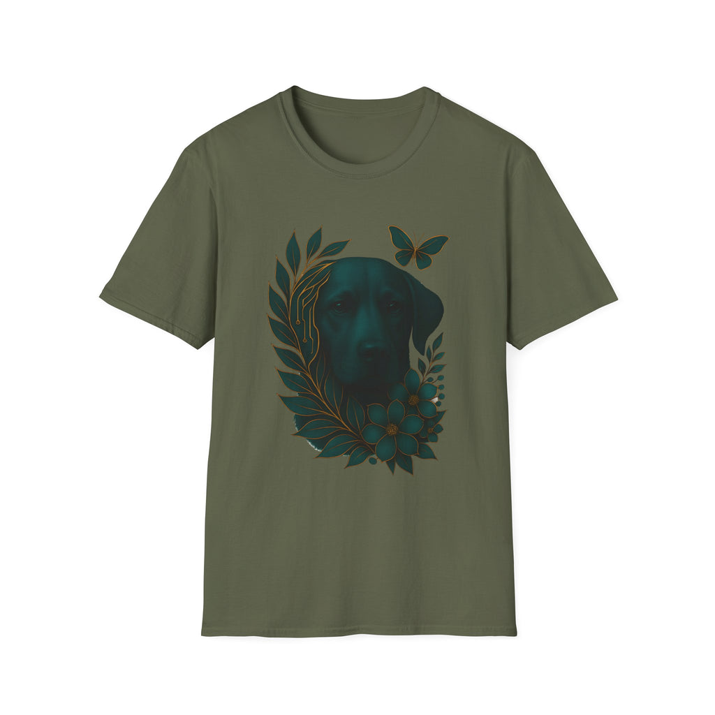 Cyber Floral Dog Silhouette T-Shirt
