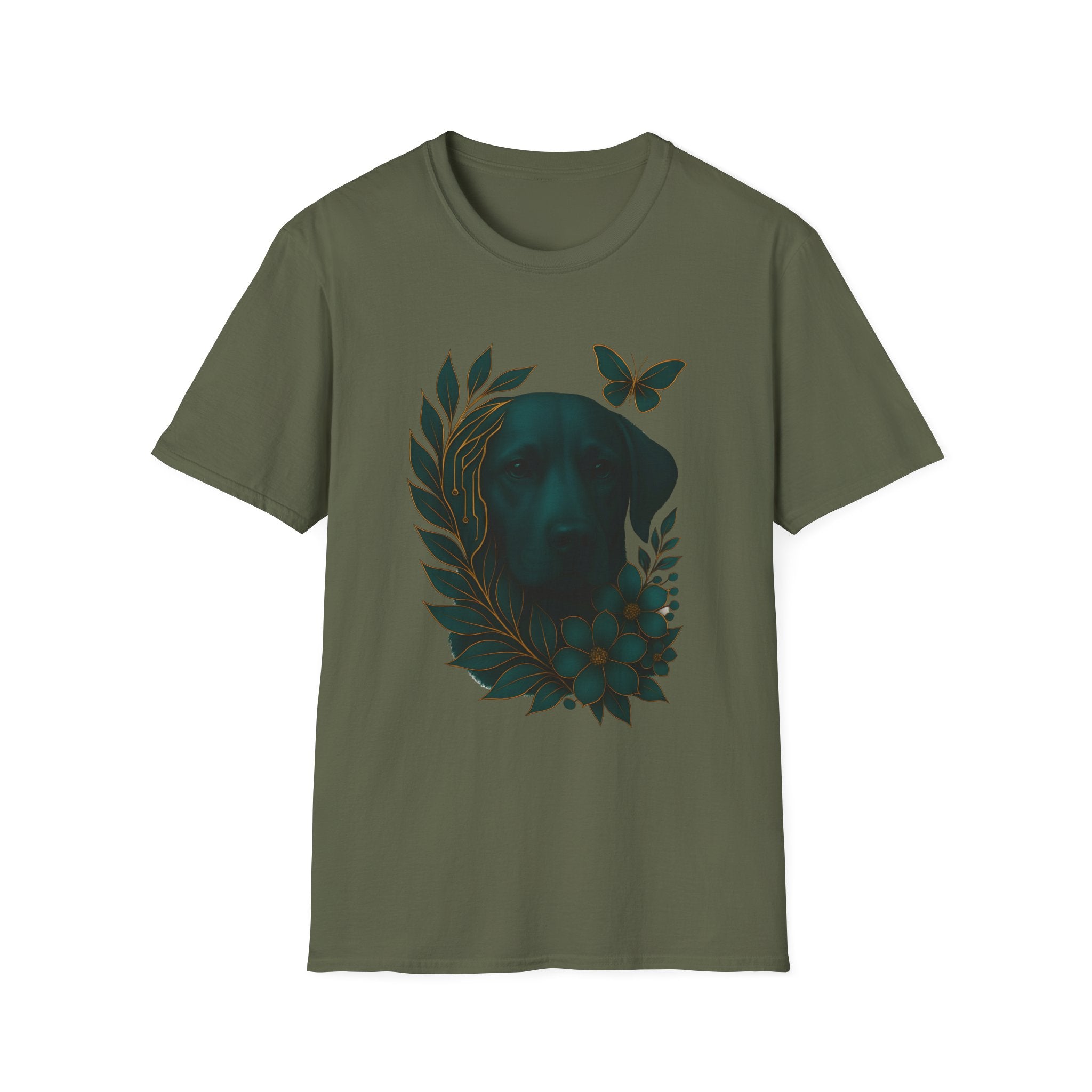 Cyber Floral Dog Silhouette T-Shirt