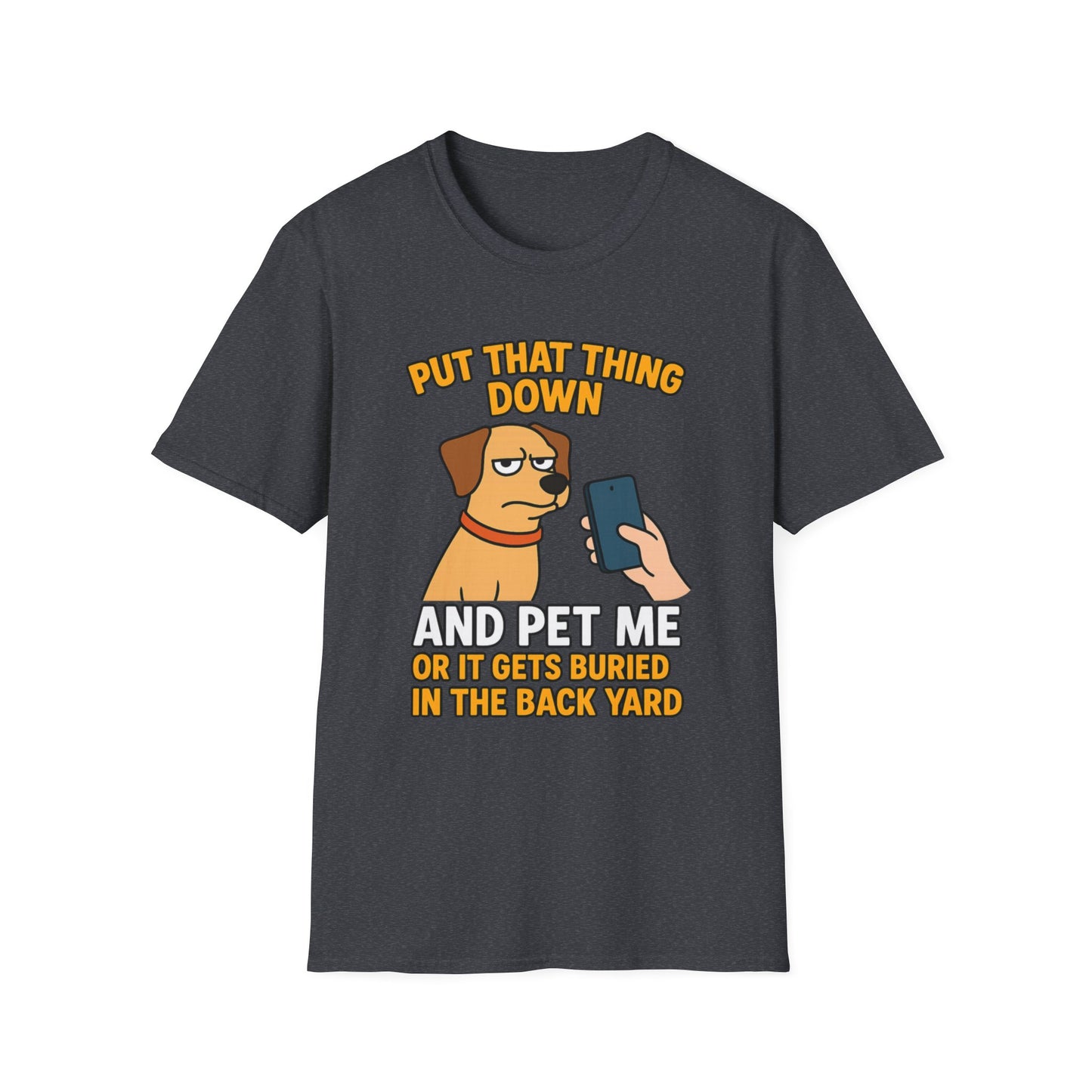 Funny Dog Pet Me Phone Warning T-Shirt for Pet Lovers, Humorous Dog Shirt