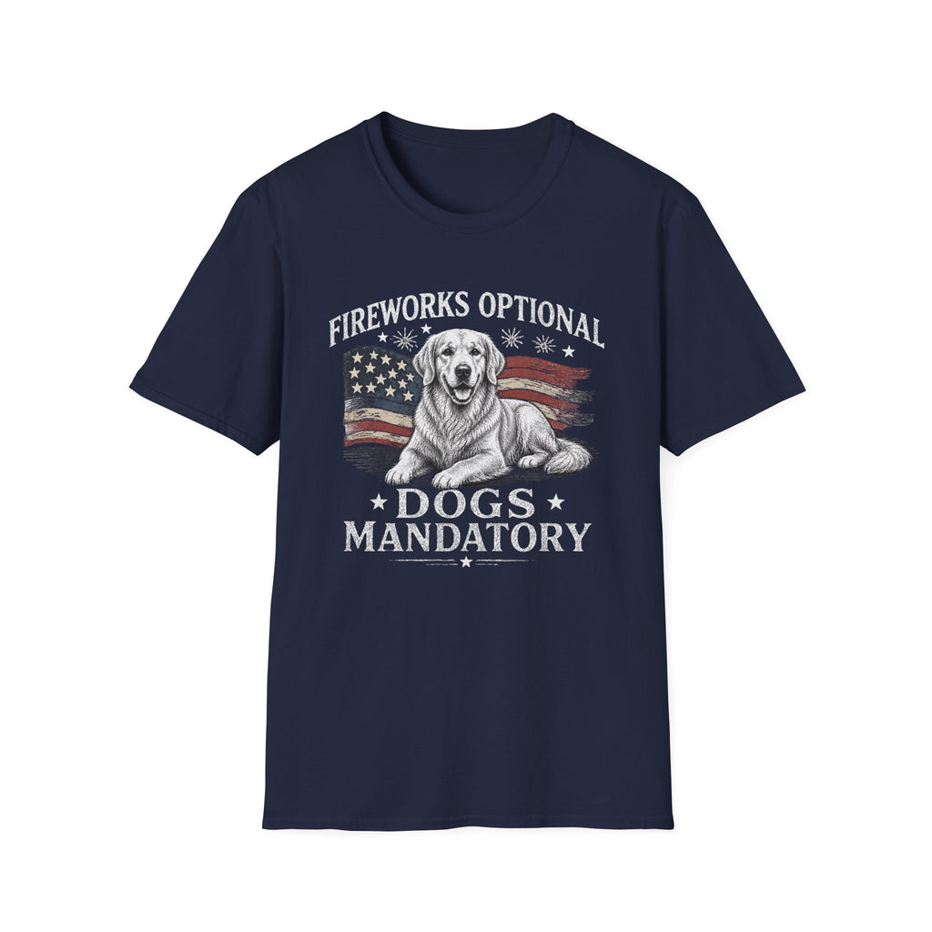 Fireworks Optional Dogs Mandatory Golden Retreiver T-Shirt