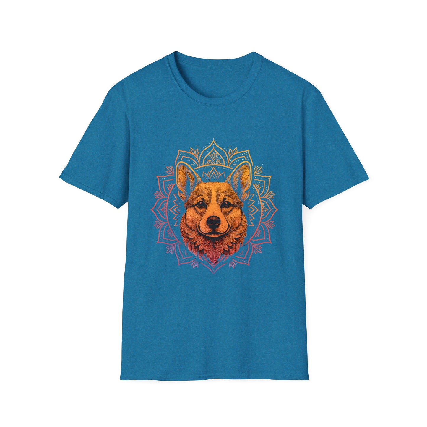 Corgi Mandala T-Shirt, Unisex Graphic Tee for Animal Lovers, Corgi Shirt for Birthdays, Casual Wear, Dog Lover Gift
