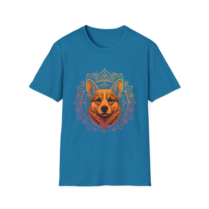 Corgi Mandala T-Shirt, Unisex Graphic Tee for Animal Lovers, Corgi Shirt for Birthdays, Casual Wear, Dog Lover Gift