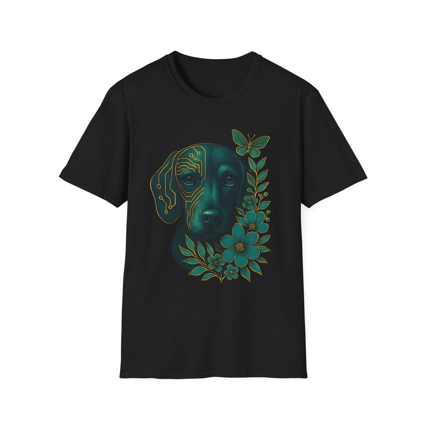 Artistic Dog Lover T-Shirt, Gift for Pet Owners, Nature-Inspired Tee, Birthday Gift, Casual Wear, Unisex Softstyle Tee