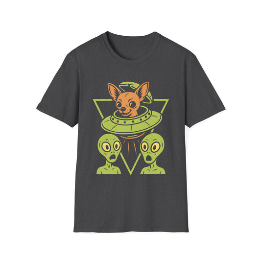 Alien Chihuahua UFO Funny Dog T-Shirt for Pet Lovers, Quirky Gift, UFO Design, Pet Lover's Apparel, Fun Casual Wear