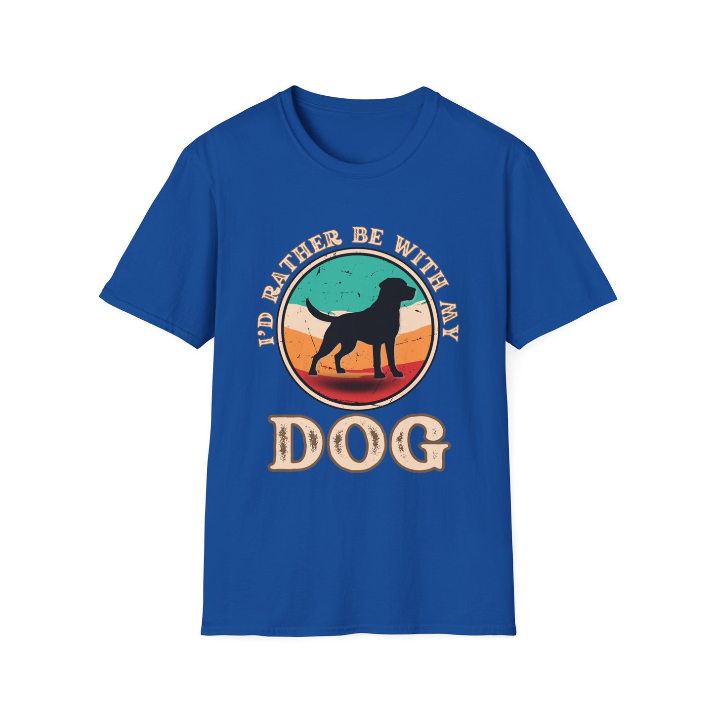 I'd Rather Be With My Dog Unisex Softstyle T-Shirt, Dog Lover Gift, Pet Adoption Tee, Casual Wear, Birthday Present, Animal Lover Apparel