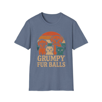 Grumpy Fur Balls Funny Cat and Dog T-Shirt for Pet Lovers.Funny Animal Shirt, Gifts for Dog Owners, Cat Lover Apparel, Cute Pet Humor