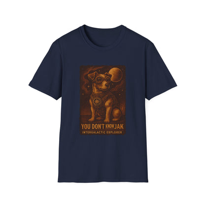 Intergalactic Explorer Dog T-Shirt, Cute Pet Tee, Gift for Dog Lovers, Space-themed Apparel, Fun Graphic Tee, Unisex Softstyle Tee