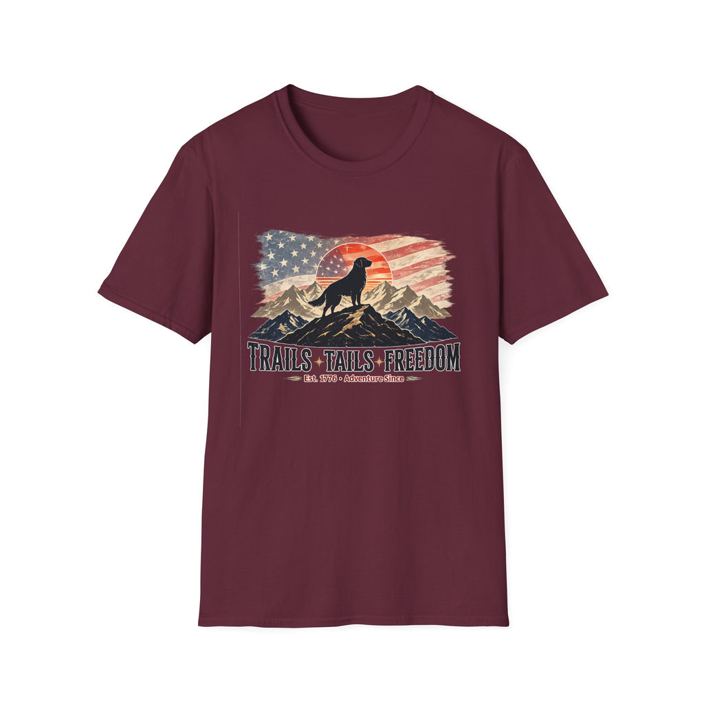 Trails Tails Freedom Patriotic Dog T-Shirt