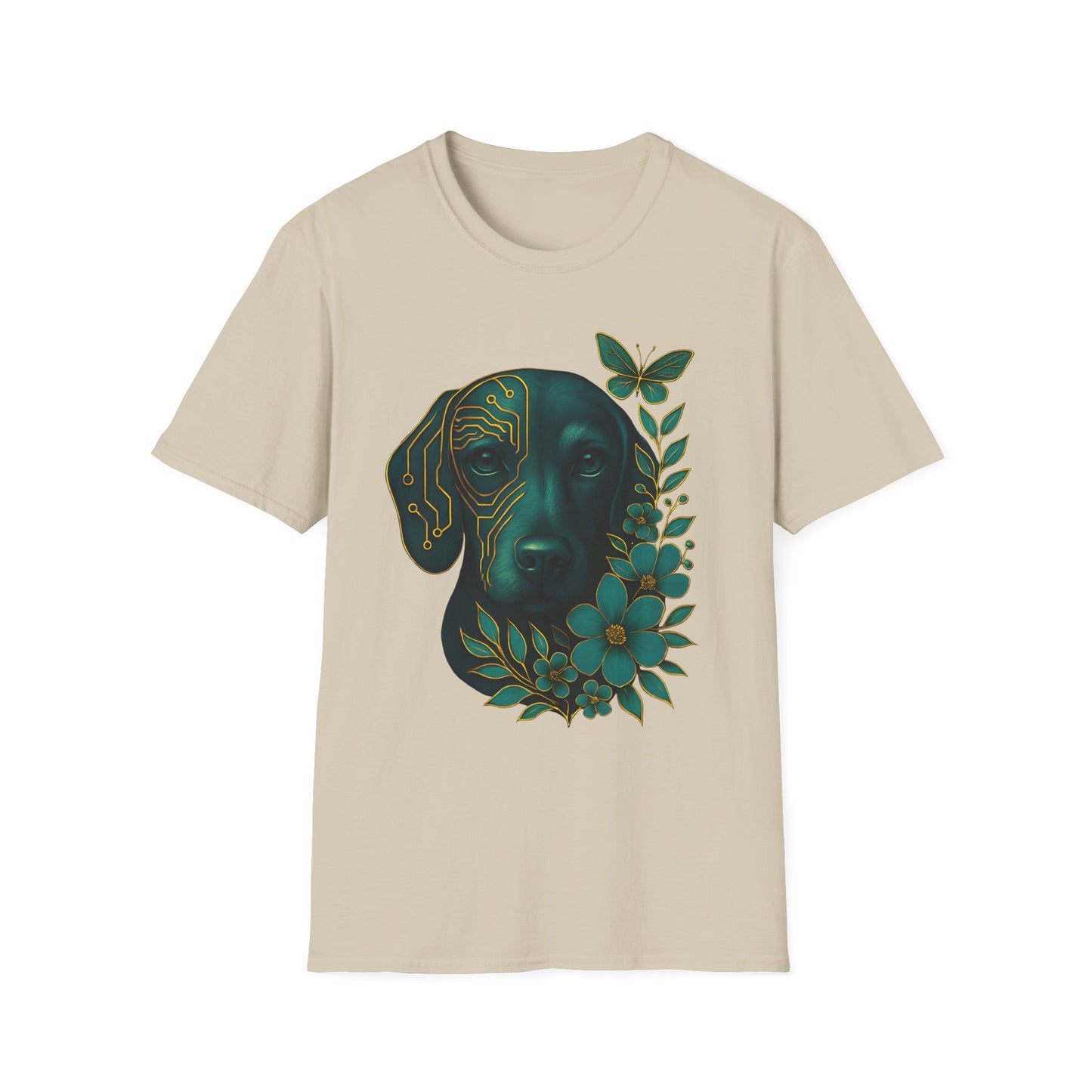 Artistic Dog Lover T-Shirt, Gift for Pet Owners, Nature-Inspired Tee, Birthday Gift, Casual Wear, Unisex Softstyle Tee