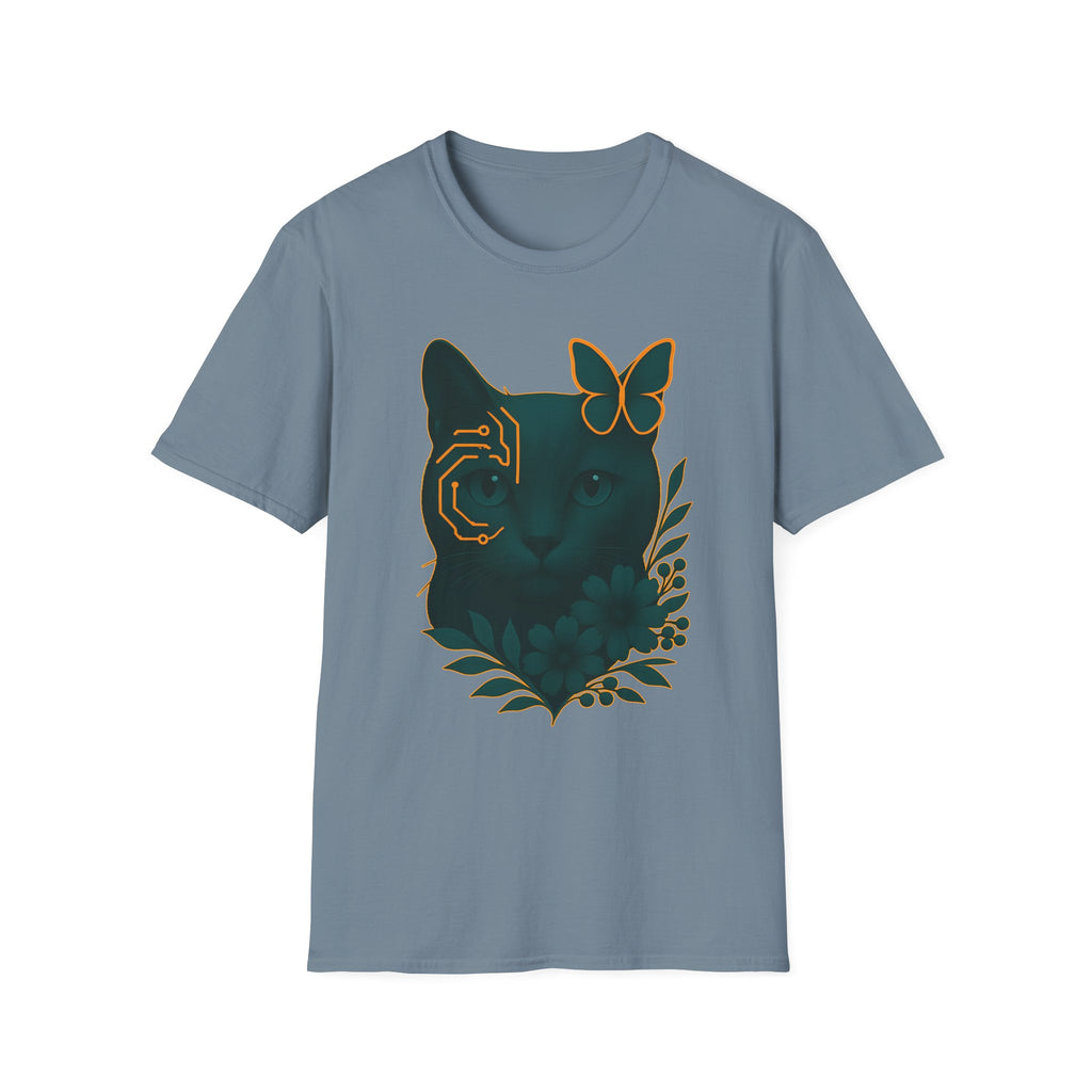 Cyber Floral Cat T-Shirt