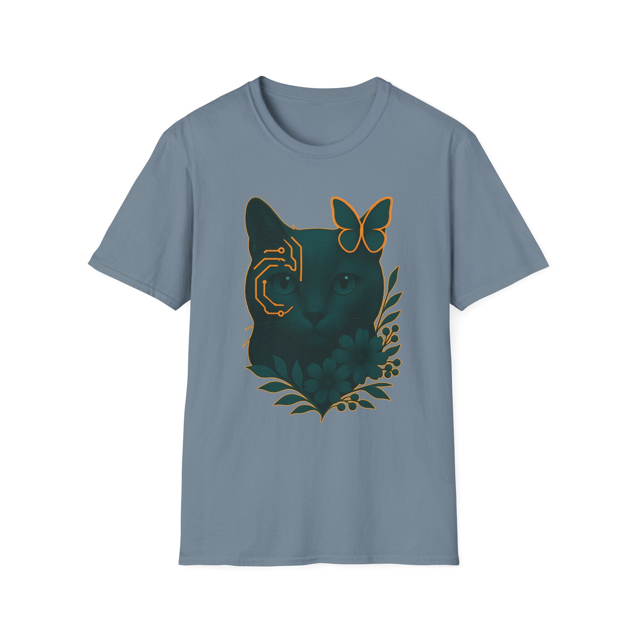Cyber Floral Cat T-Shirt