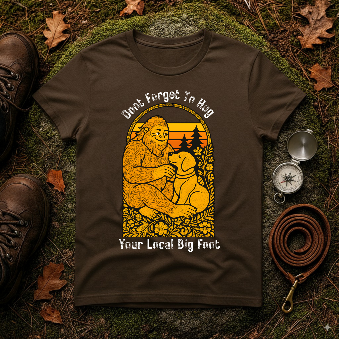 Bigfoot Hug T-Shirt — Sasquatch Dog Lover Tee