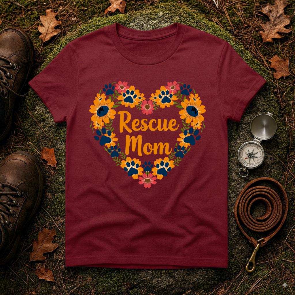 Rescue Mom Floral Heart T-Shirt