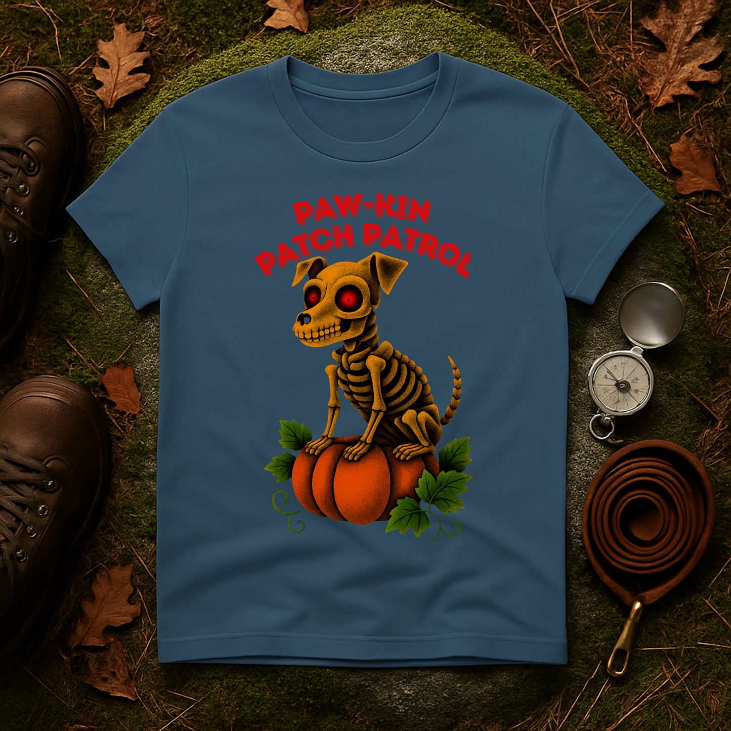 Paw-kin Patch Patrol Skeleton Dog Halloween T-Shirt