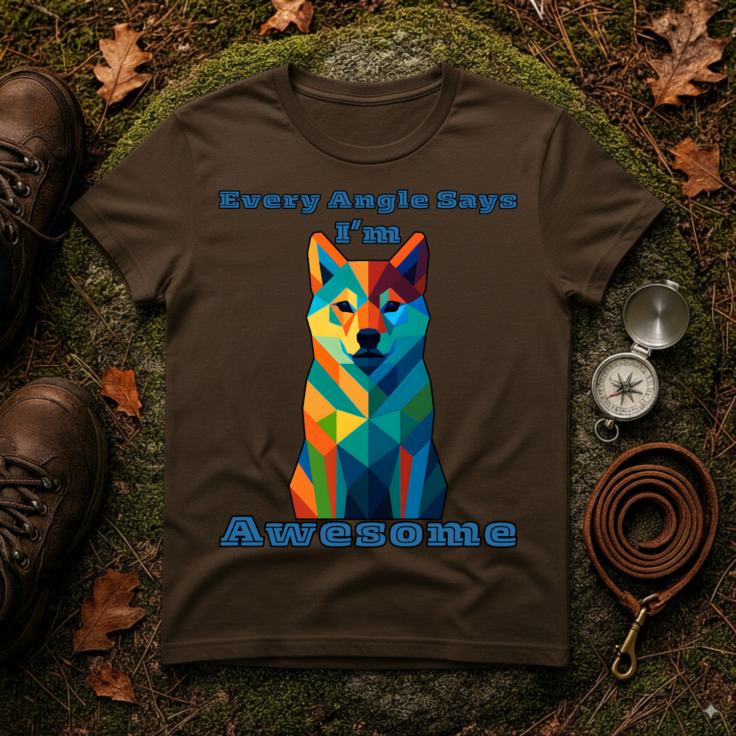 Colorful Dog Art T-Shirt - Every Angle Says I'm Awesome, Pet Lover Gift, Unisex Tee, Casual Wear, Dog Enthusiast Apparel