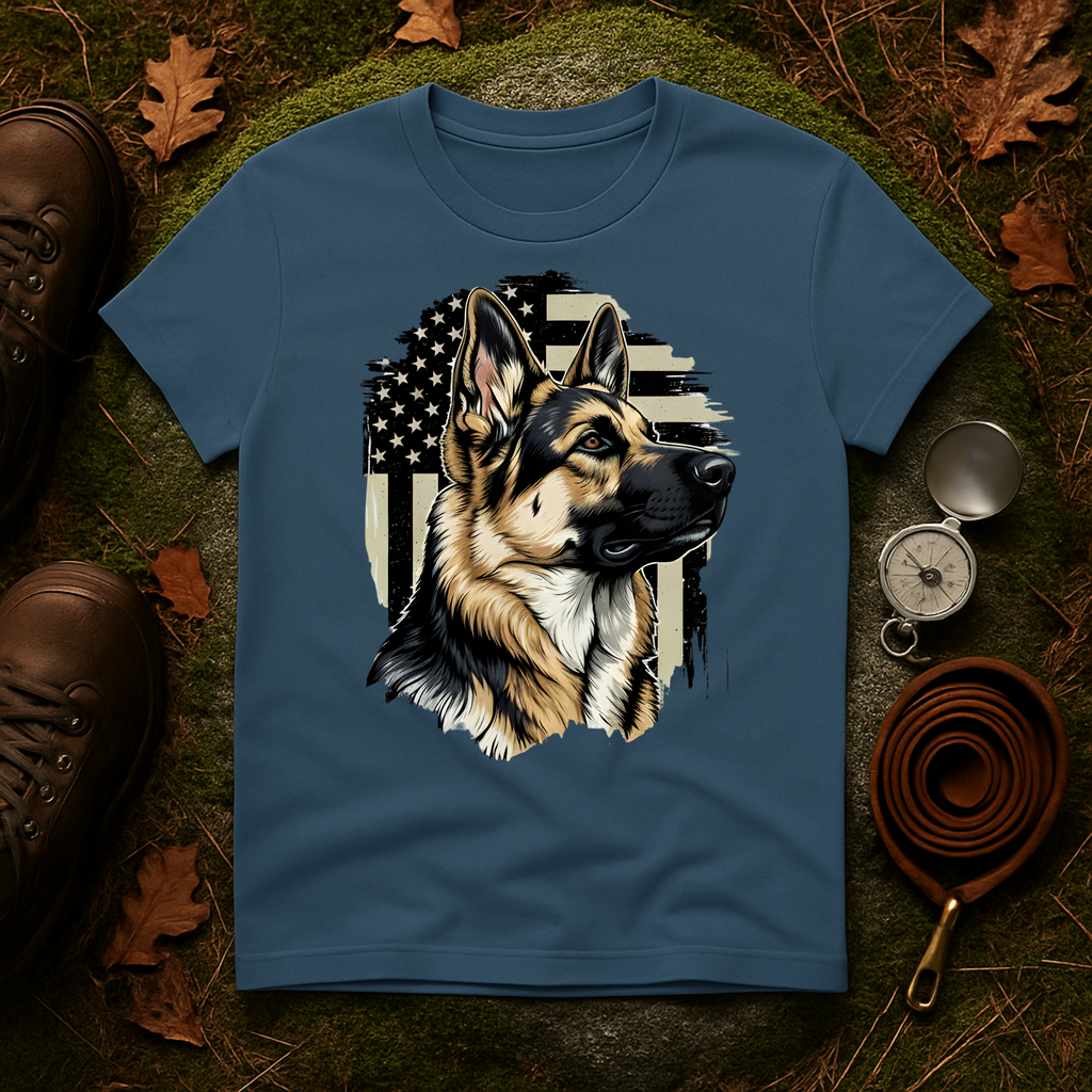 German Shepherd American Flag T-Shirt