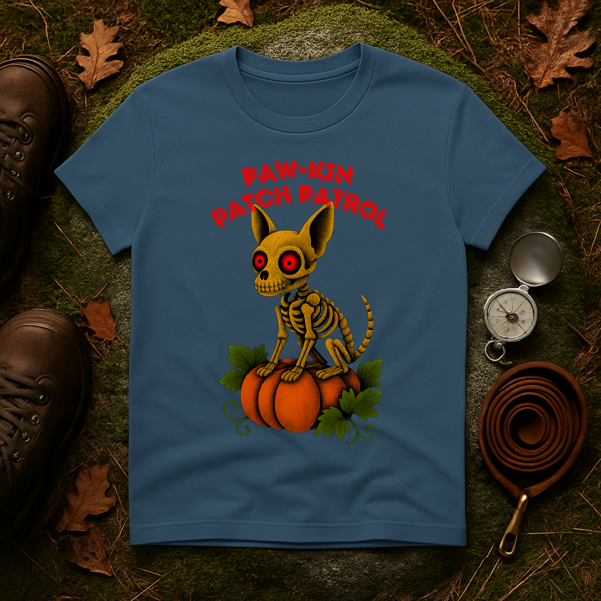 Paw-kin Patch Patrol Skeleton Chihuahua Halloween T-Shirt
