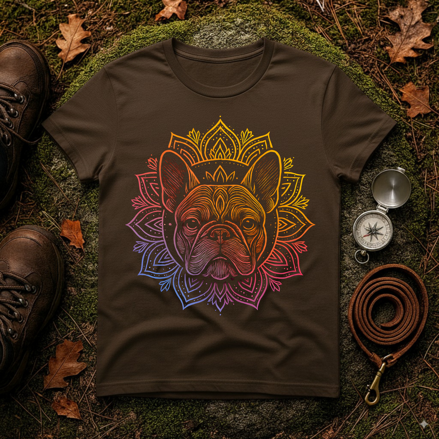 Bohemian French Bulldog Tee, Dog Lover Gift, Mandala Art T-Shirt, Unisex Graphic Top, Cute Pet Owner Apparel, Casual Statement Shirt