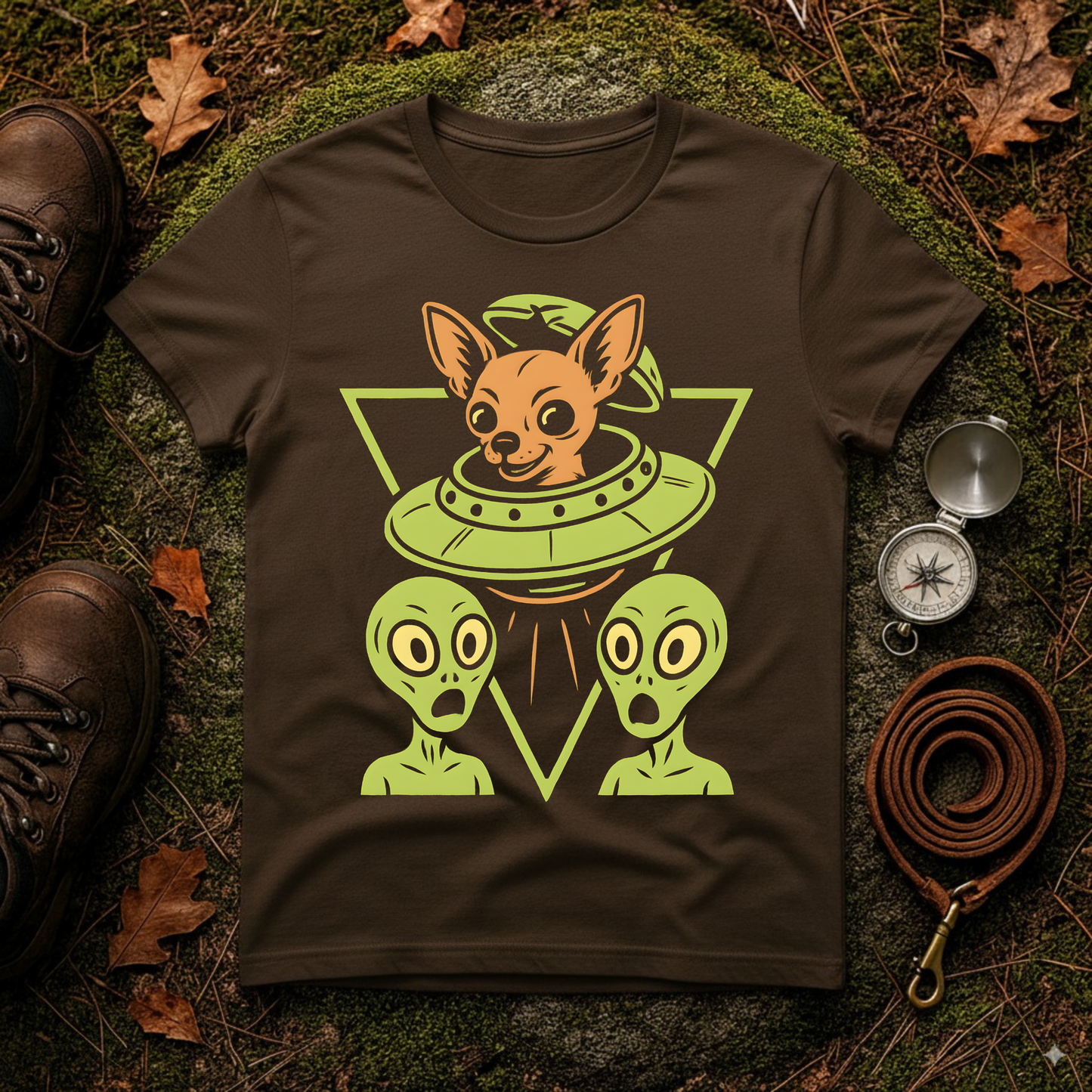 Alien Chihuahua UFO Funny Dog T-Shirt for Pet Lovers, Quirky Gift, UFO Design, Pet Lover's Apparel, Fun Casual Wear