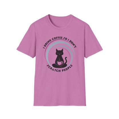 Funny Cat Coffee Shirt – I Drink Coffee So I Don't Scratch People Tee