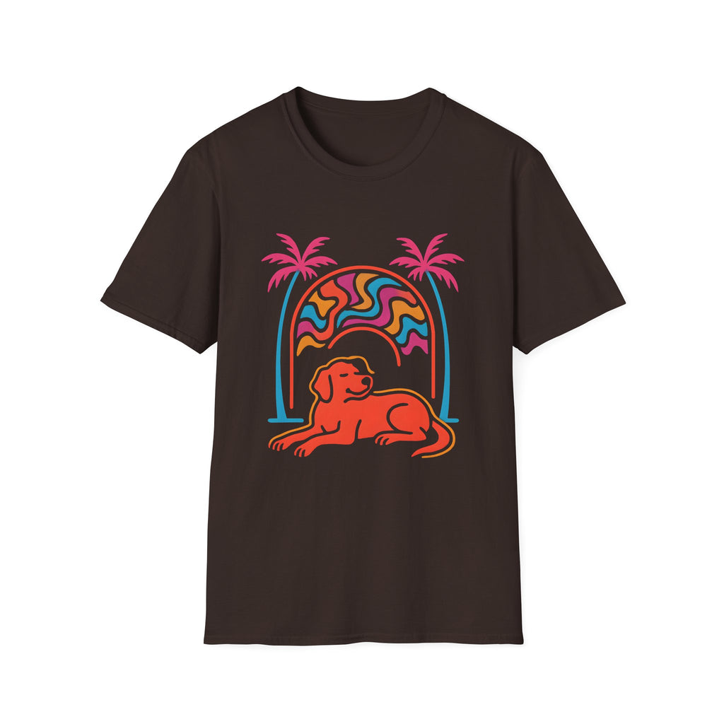 Psychedelic Dog Palm Trees T-Shirt
