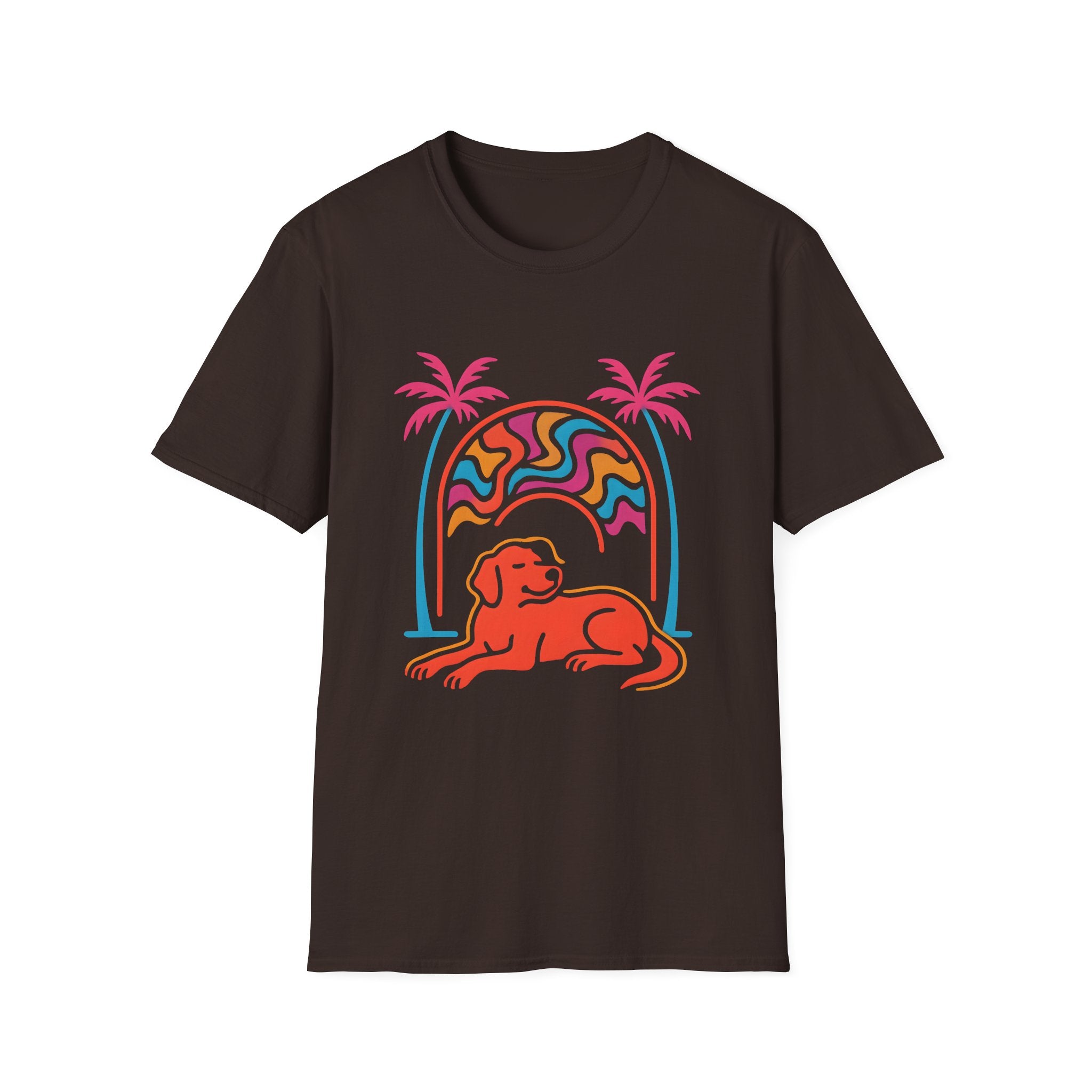 Psychedelic Dog Palm Trees T-Shirt