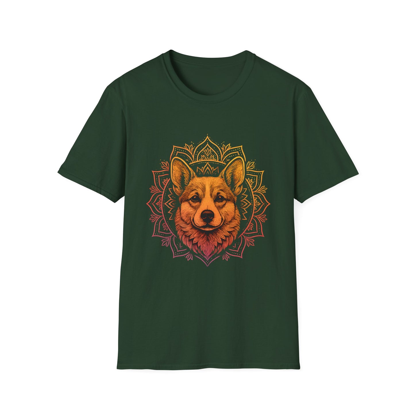 Corgi Mandala T-Shirt, Unisex Graphic Tee for Animal Lovers, Corgi Shirt for Birthdays, Casual Wear, Dog Lover Gift
