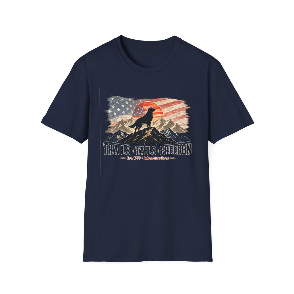 Trails Tails Freedom Patriotic Dog T-Shirt