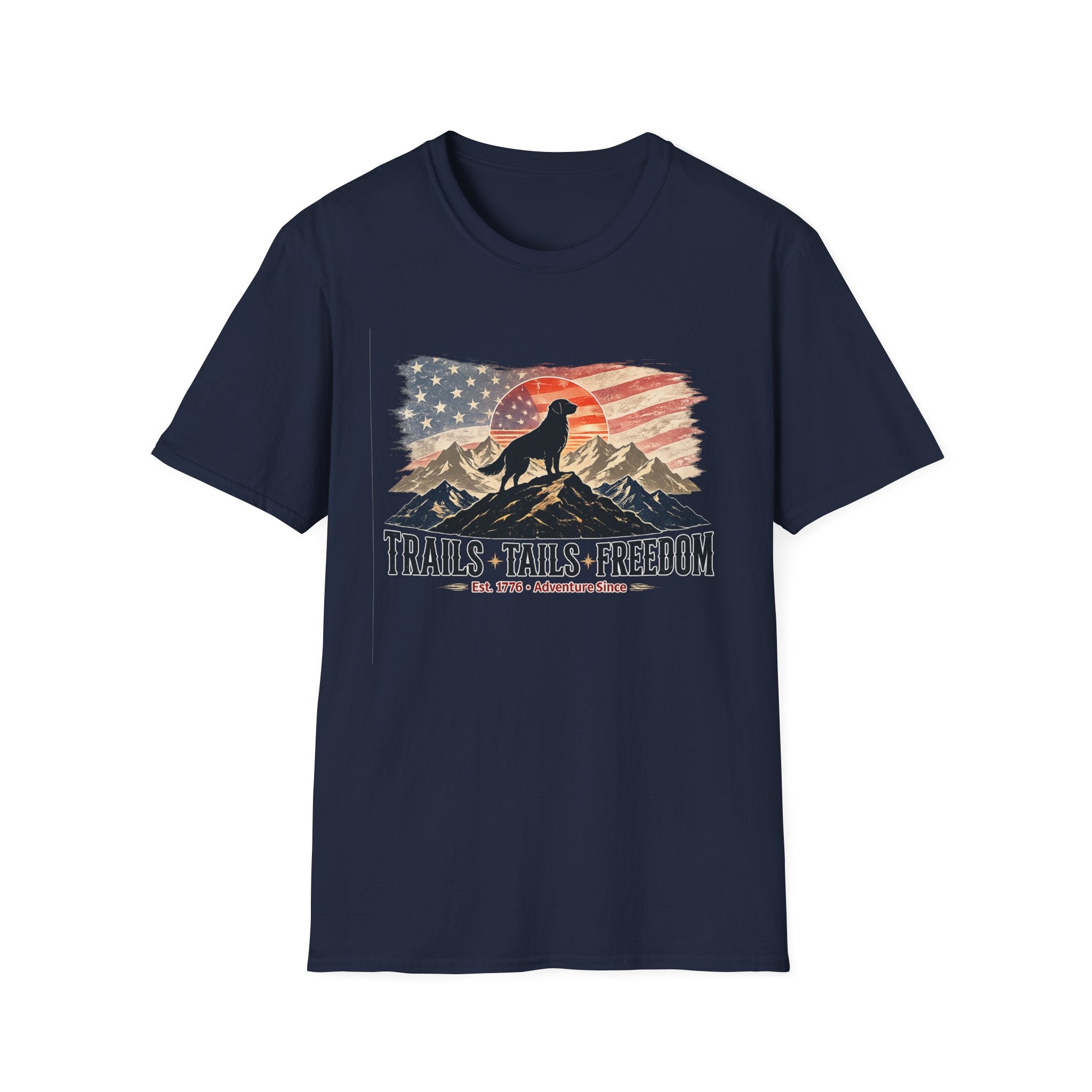 Trails Tails Freedom Patriotic Dog T-Shirt