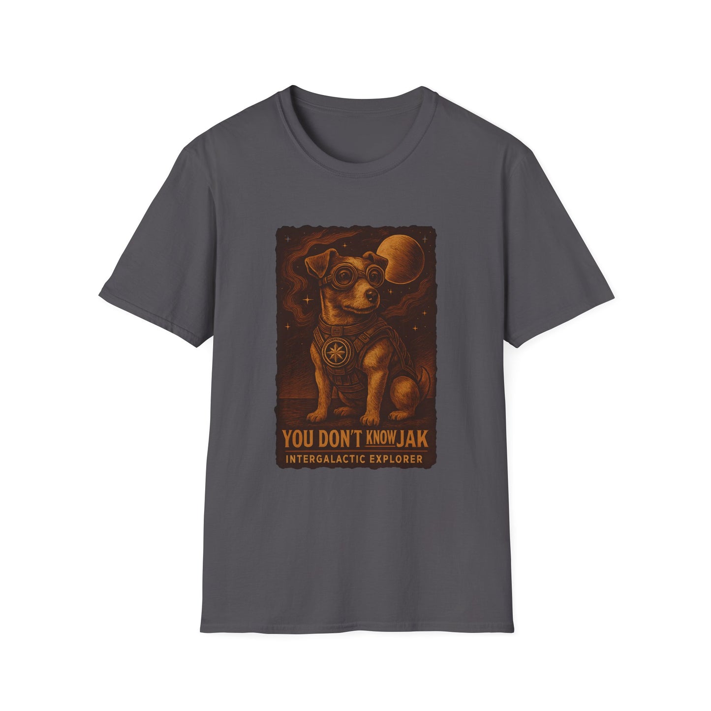 Intergalactic Explorer Dog T-Shirt, Cute Pet Tee, Gift for Dog Lovers, Space-themed Apparel, Fun Graphic Tee, Unisex Softstyle Tee