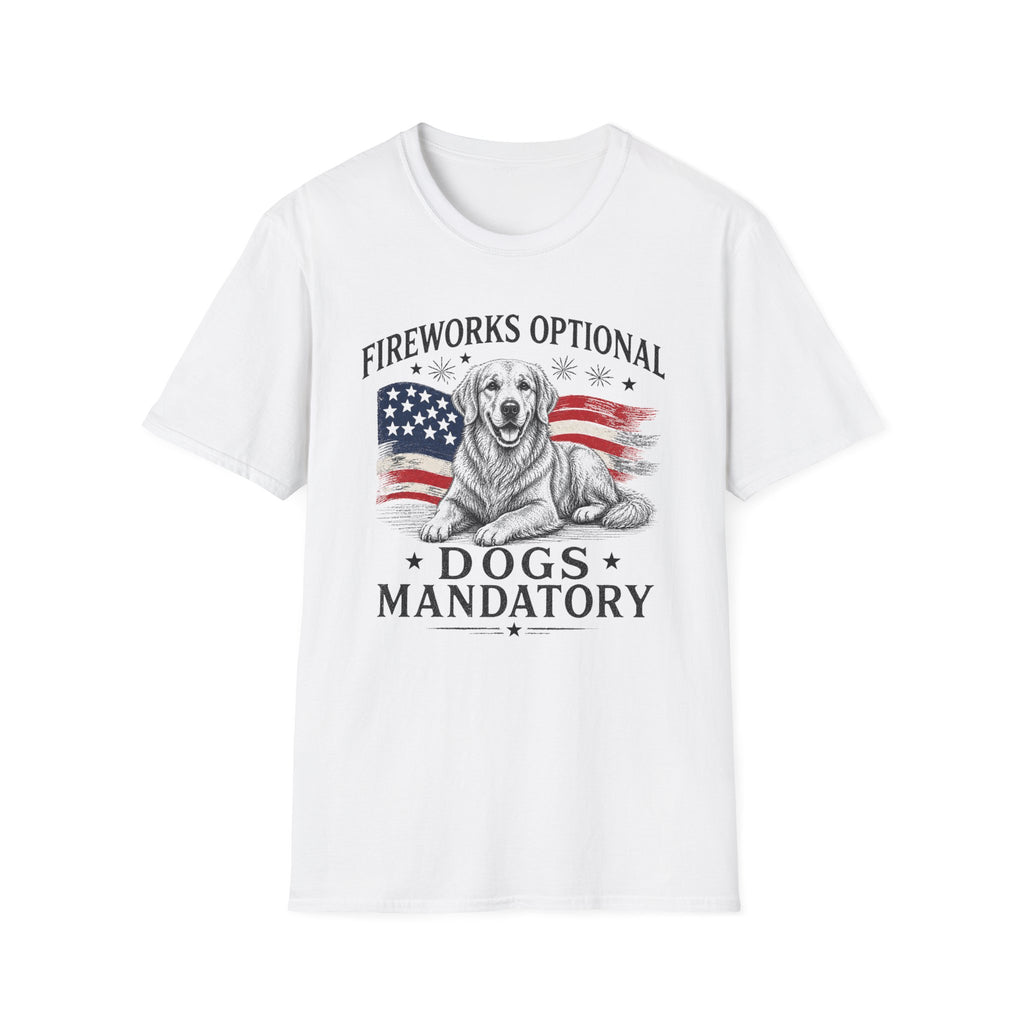 Fireworks Optional Dogs Mandatory Golden Retreiver T-Shirt