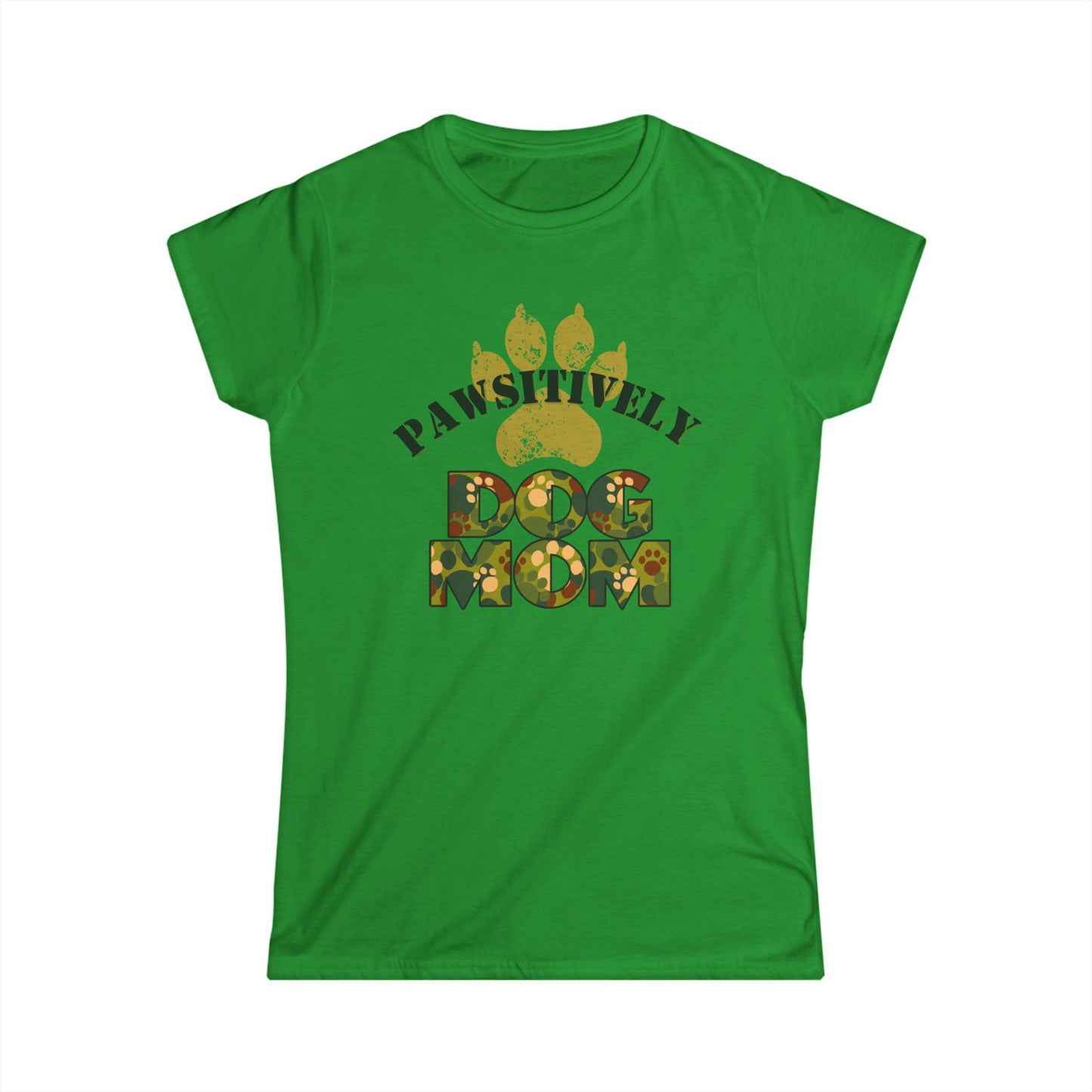 Pawsitively Dog Mom Shirt – Camo Paw Print Design