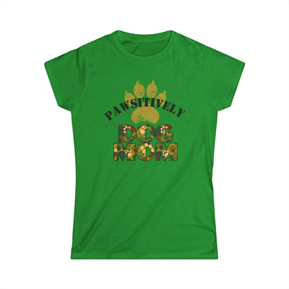 Pawsitively Dog Mom Shirt – Camo Paw Print Design