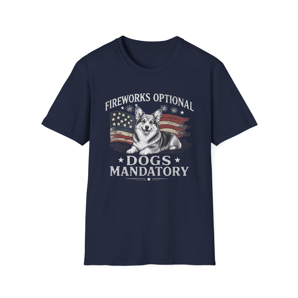 Fireworks Optional Dogs Mandatory Corgi T-Shirt