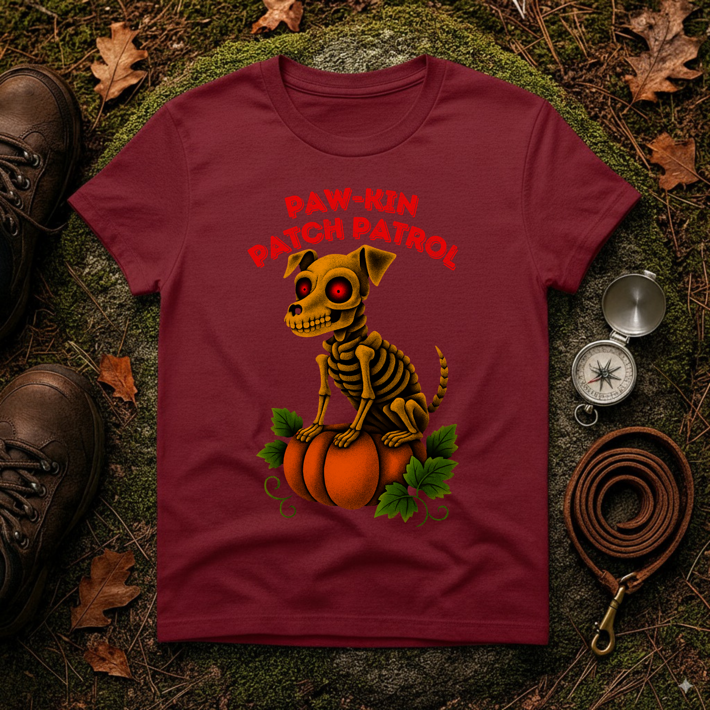 Paw-kin Patch Patrol Skeleton Dog Halloween T-Shirt