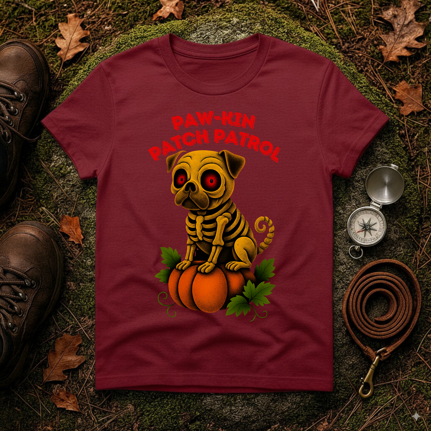 Paw-kin Patch Patrol Pug Halloween Dog Lover T-Shirt