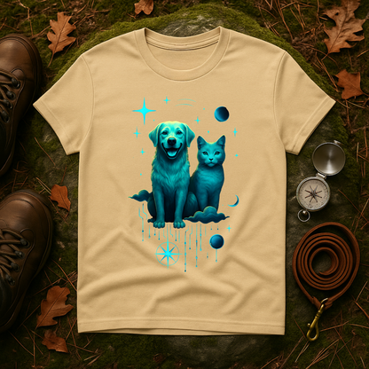 Celestial Dog and Cat Glow Space Pet Lover T-Shirt