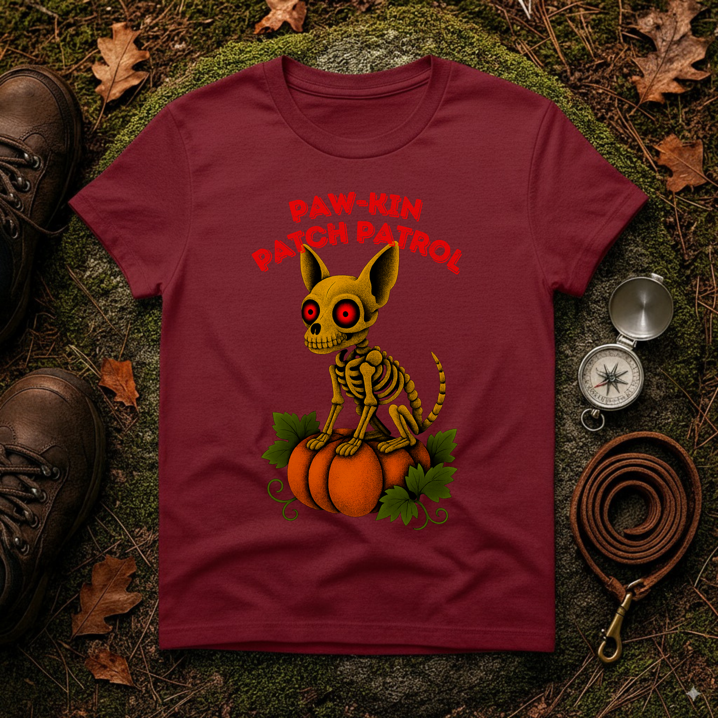 Paw-kin Patch Patrol Skeleton Chihuahua Halloween T-Shirt
