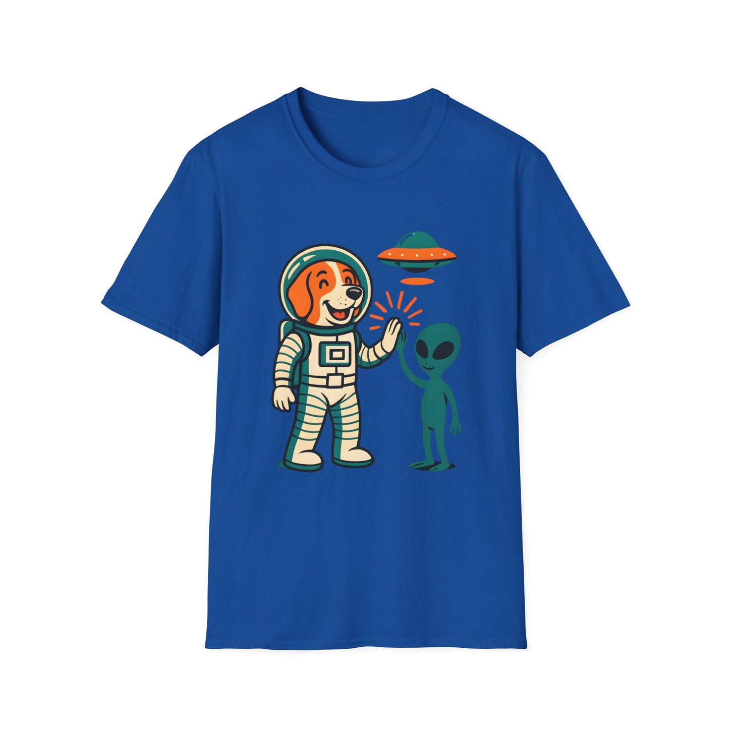 Alien High Five Dog T-Shirt – Funny Space Dog Tee for Animal Lovers, Casual Wear