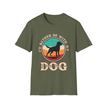 I'd Rather Be With My Dog Unisex Softstyle T-Shirt, Dog Lover Gift, Pet Adoption Tee, Casual Wear, Birthday Present, Animal Lover Apparel