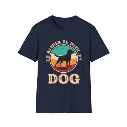 I'd Rather Be With My Dog Unisex Softstyle T-Shirt, Dog Lover Gift, Pet Adoption Tee, Casual Wear, Birthday Present, Animal Lover Apparel