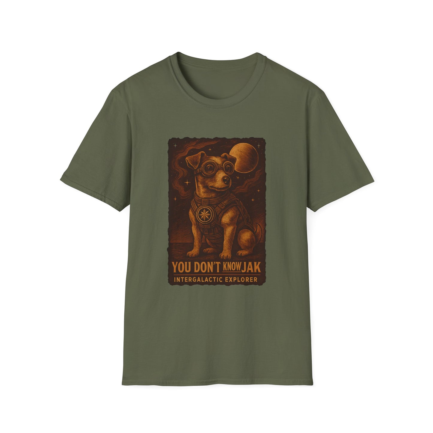Intergalactic Explorer Dog T-Shirt, Cute Pet Tee, Gift for Dog Lovers, Space-themed Apparel, Fun Graphic Tee, Unisex Softstyle Tee