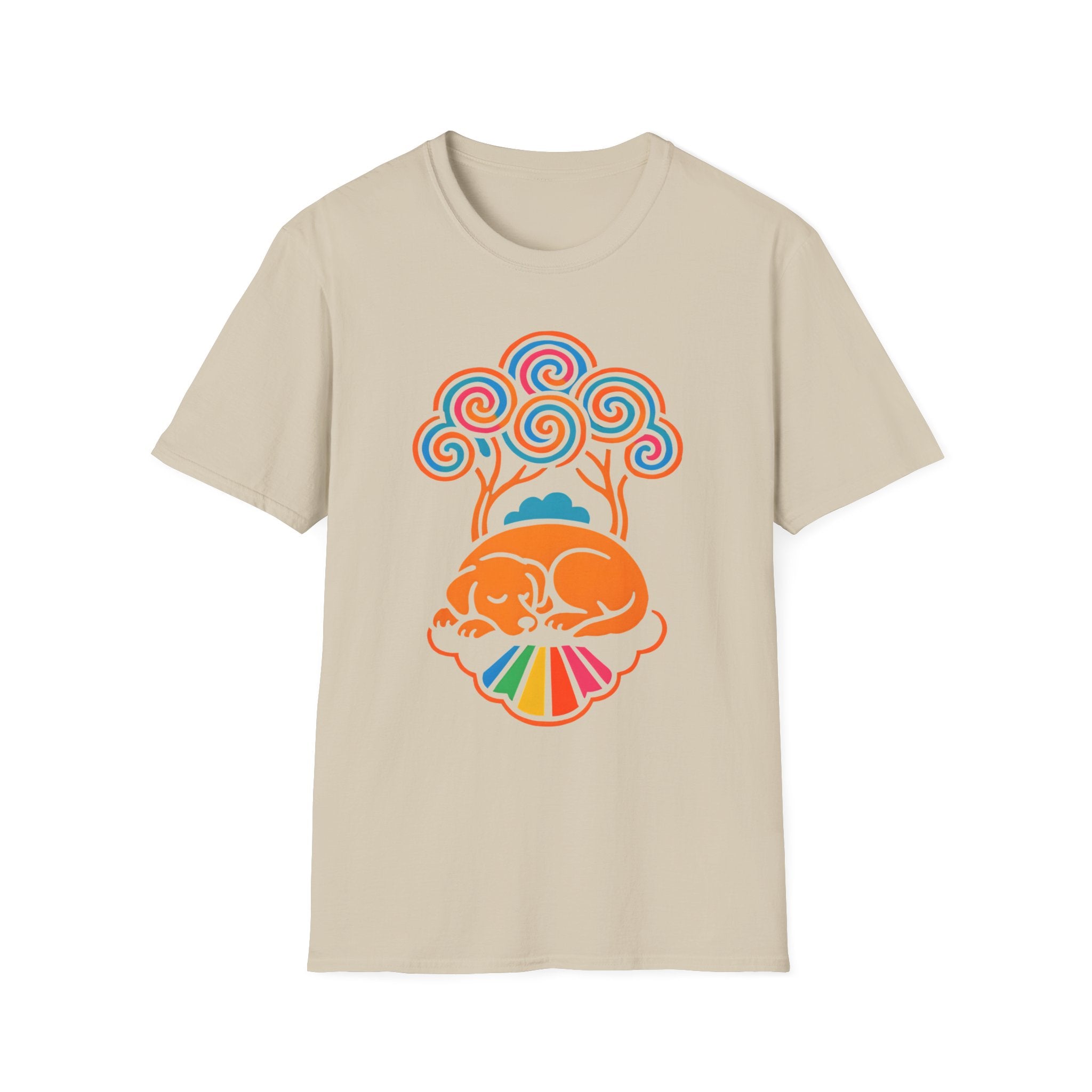 Colorful Sleeping Dog Trippy Tree Psychedelic T-Shirt